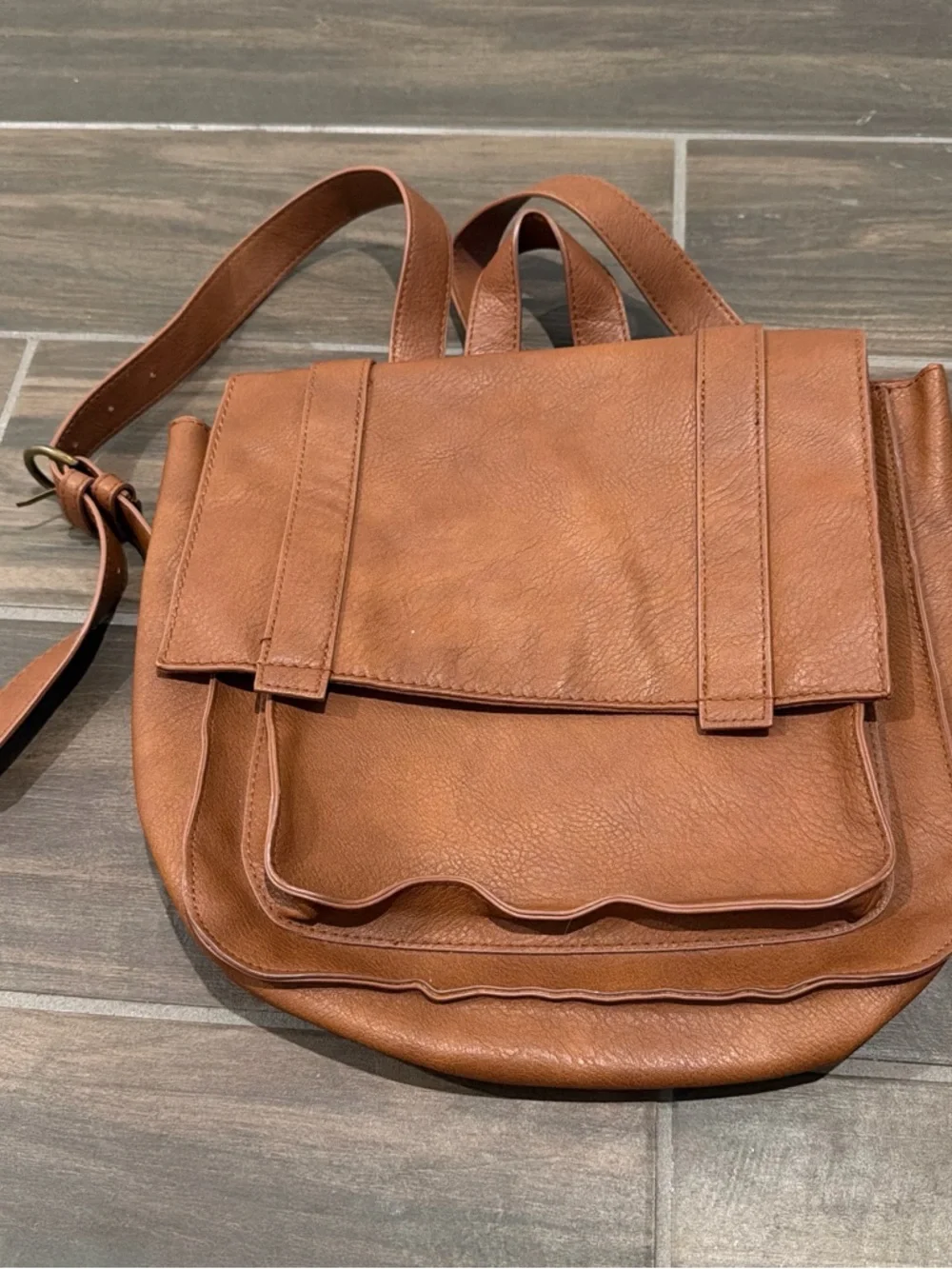 Universal Thread Tan/Brown Faux Leather Crossbody Backpack